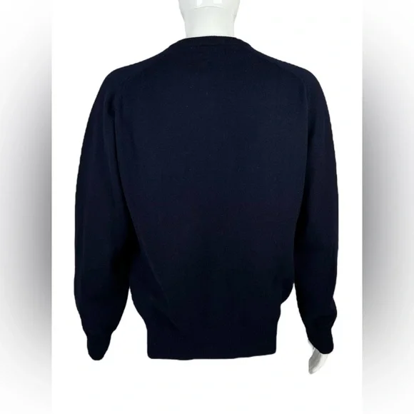 LL Bean Mens Large Sweater 100% Lambswool Crewneck Made in Scotland Blue Vintage